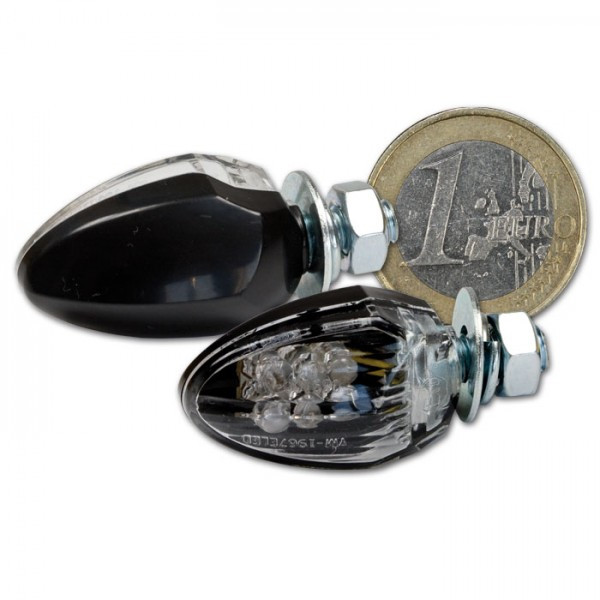 LED-Blinker "Drop" schwarz mit klarem Glas, M6, E-geprüft hinten