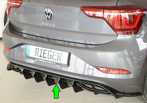 Rieger Heckeinsatz glanz schwarz für VW Polo (AW) R-Line 5-tür. 06.21- (ab Facelift)