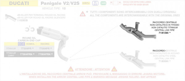 ARROW Katersatzrohr Titan passend für Ducati Panigale V2 / V2S 2025