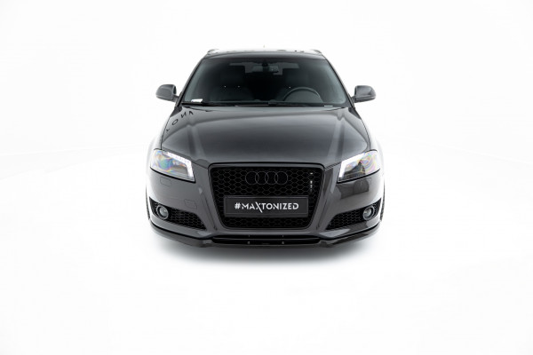 Front Ansatz Für AUDI A3 8P Facelift Schwarz Hochglanz