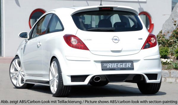 Rieger Heckschürzenansatz carbon look für Opel Corsa D 5-tür. 01.11- (ab Facelift)