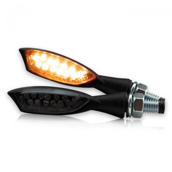 LED-Blinker "Shadow light" | Alu | schwarz | M8 Paar | L65 x B16 x H14mm | getönt | E-geprüft