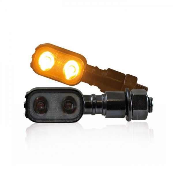 LED-Blinker Fluted schwarz getönt M10 E-geprüft