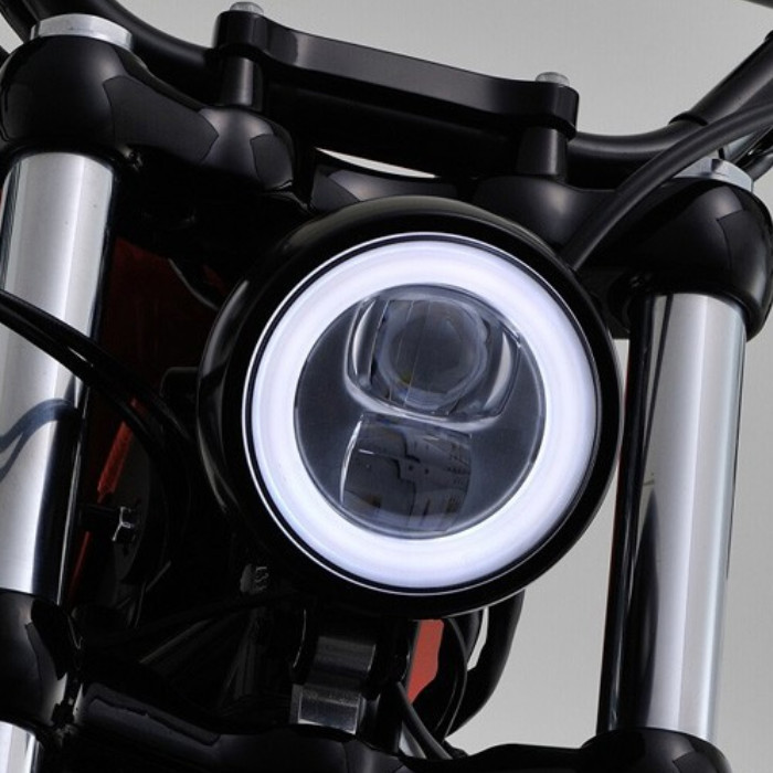 LED-Scheinwerfer Capsule 120, schwarz, Alu M8 seitlich, E-geprüft, Scheinwerfer, Beleuchtung, Motorrad Tuning