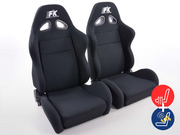 FK Sportsitze Auto Halbschalensitze Set Super-Sport Stoff schwarz mit Sitzheizung u. Massage
