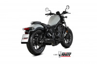 MIVV HR-1 Edelstahl Schwarz mit kurzer Carbonendkappe passend für Honda CMX 500 Rebel 22-24 MIVV HR-1 Edelstahl Schwarz mit kurzer Carbonendkappe passend für Honda CMX 500 Rebel 22-24