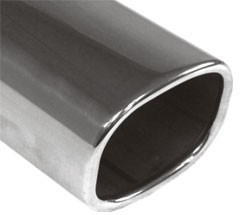 FOX Anschweißendrohr Typ 70 Edelstahl 88x79 mm / Länge 300 mm / rechteckig abgerundet / 15° abgeschr