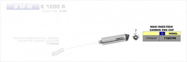 Arrow MaXi Race-Tech Titan Endschalldämpfer passend für BMW K 1200 R / K 1200 S