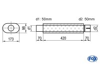 FOX Uni-Schalldämpfer oval Edelstahl 173x98mm, Länge 420mm FOX Uni-Schalldämpfer oval Edelstahl 173x98mm, Länge 420mm