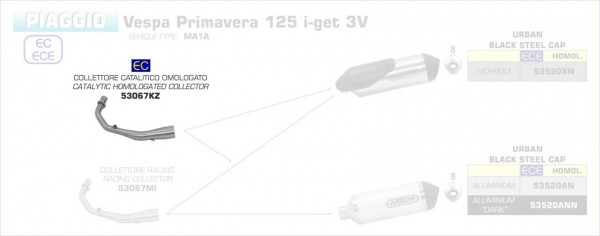 Arrow Krümmer mit Kat passend für Vespa Primavera