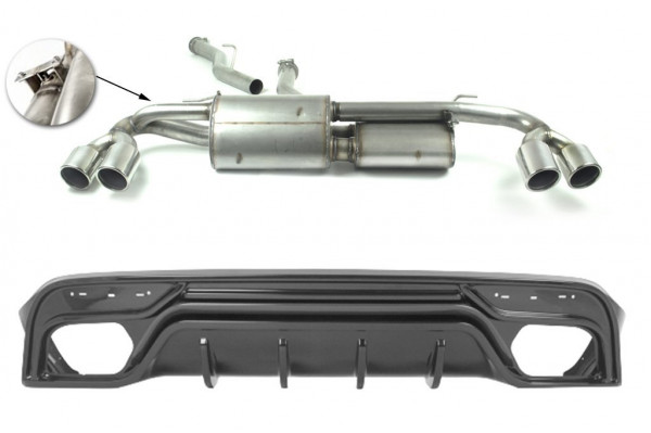 Ulter Sportauspuff passend für Alfa Romeo Stelvio 2016– 4 Duplex Endrohre rund Ø90