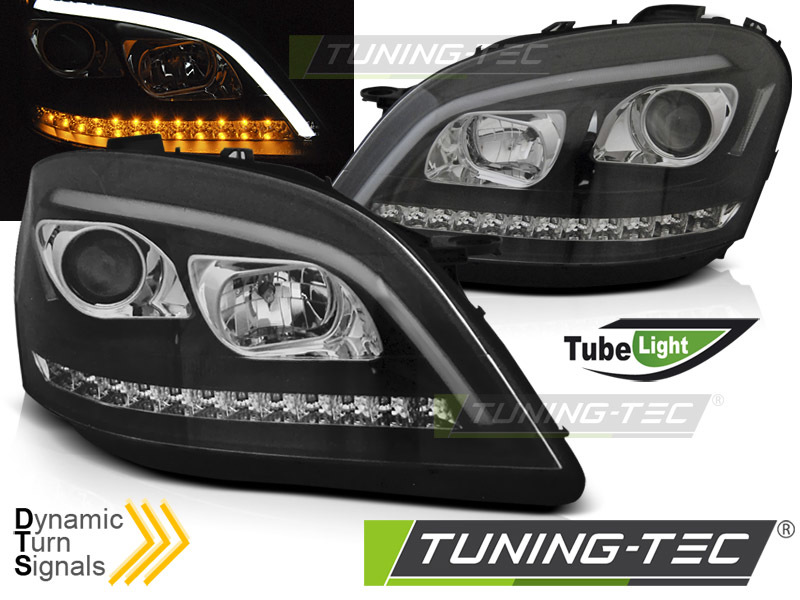 Scheinwerfer Röhrenlicht schwarz dynamische Blinker passend für Mercedes  W164 Ml M-Klasse 05-07, Scheinwerfer, Fahrzeugbeleuchtung, Auto Tuning