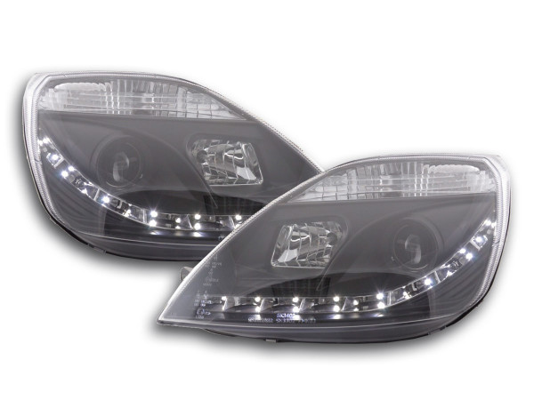 Scheinwerfer Set Daylight LED TFL-Optik Ford Fiesta Typ MK6 03-07 schwarz