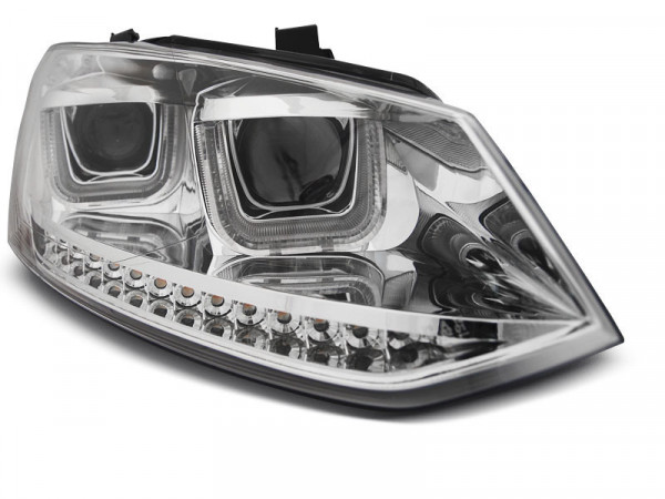 Scheinwerfer U-LED Light chrom dynamische Blinker passend für VW Polo 6r 09-03.14