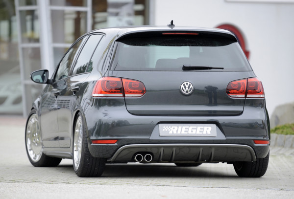 Rieger Heckeinsatz mit 2 Doppelfinnen carbon look für VW Golf 6 GTD 3-tür.