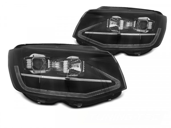 Scheinwerfer Röhrenlicht schwarz DRL dynamische Blinker passend für VW T6 15-19