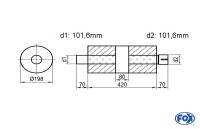 FOX Uni-Schalldämpfer rund Edelstahl mit Kammer + Stutzen Ø198mm x 420mm FOX Uni-Schalldämpfer rund Edelstahl mit Kammer + Stutzen Ø198mm x 420mm