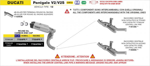 ARROW Round Silencer Titan passend für DUCATI PANIGALE V2-S 2025