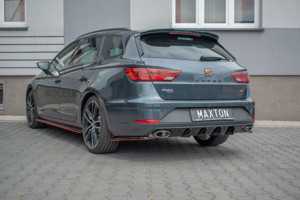 Diffusor Heck Ansatz V.1 Für Seat Leon Cupra Mk3 FL Sportstourer Schwarz Hochglanz