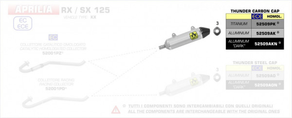 Arrow Thunder Aluminium APRILIA SX/RX 125 18-19/Malaguti XTM / XSM 125 19-20