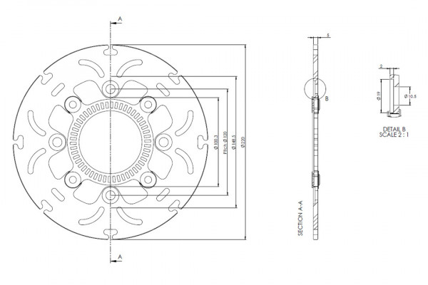 alpha Technik ABD33 Bremsscheibe Omega-Design hinten für Kawasaki ER6f ER6n Ninja 650 Versys 650 Z65