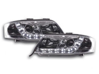 Scheinwerfer Set Daylight LED TFL-Optik chrom passend für Audi A6 Typ 4B (97–01) Scheinwerfer Set Daylight LED TFL-Optik chrom passend für Audi A6 Typ 4B (97–01)