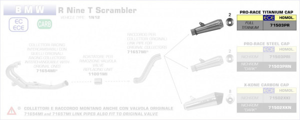 Arrow Pro-Race Titan BMW R Nine T ´14-19/Scrambler ´16-19