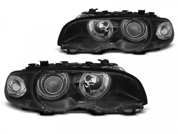 Scheinwerfer Angel Eyes schwarz passend für BMW E46 04.99-08.01 Coupé Cabrio