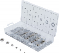 Sechskant-Muttern-Sortiment Edelstahl 300-tlg. Sechskant-Muttern-Sortiment Edelstahl 300-tlg.
