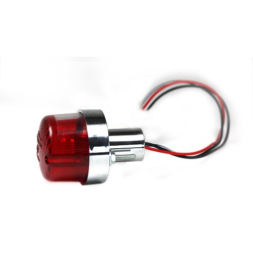 Mini-Rücklicht "Point" | chrom | rot | mit KZB Maße: B 55 x H 45 mm | Abstand 40 mm | E-geprüft