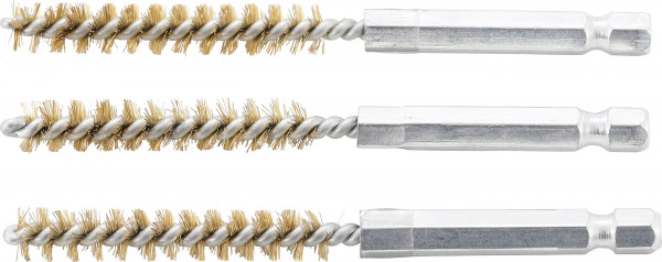 BGS Messingbürsten-Set 3-tlg. 8 mm mit Außensechskant 6,3 mm