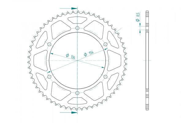 Kettenrad Stahl 54 Zähne Teilung 428 passend für Fantic