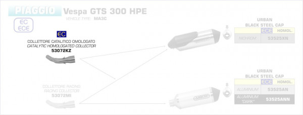 Arrow Verbindungsrohr mit Kat passend für Vespa GTS 300