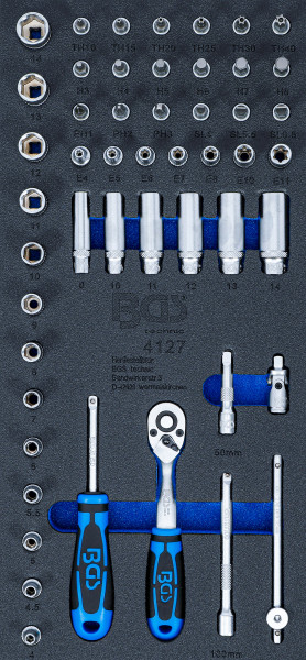 Werkstattwageneinlage 1/3: Steckschlüssel-Satz | 6,3 mm (1/4") | 50-tlg.