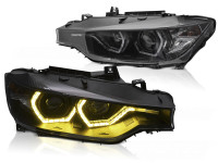 Scheinwerfer Angel Eyes Gelb LED DRL schwarz passend für BMW F30/F31 11–15 Scheinwerfer Angel Eyes Gelb LED DRL schwarz passend für BMW F30/F31 11–15