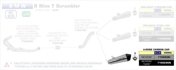 Arrow X-Kone Edelstahl BMW R Nine T ´14-19/Scrambler ´16-19