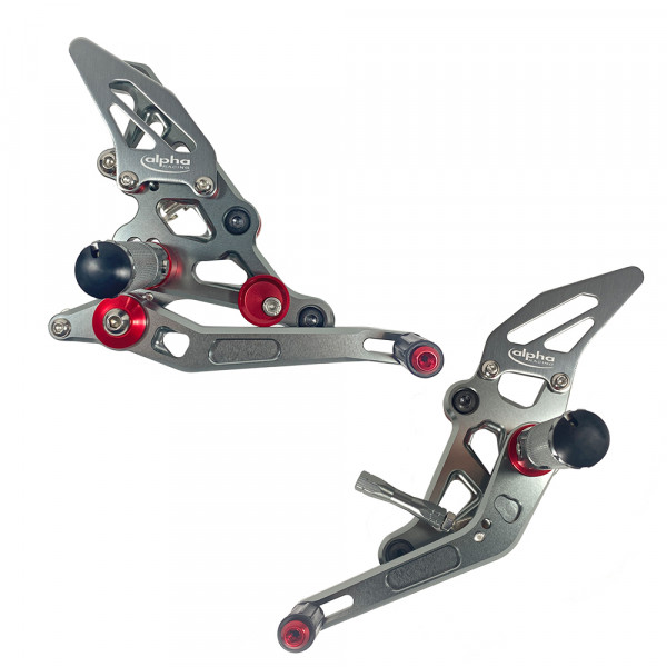 TRACK Fußrastenanlage titanfarben passend für Yamaha MT07 / MT07 Tracer / Tracer 700 / XSR700 ABE