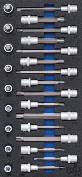 Werkstattwageneinlage 1/3: Bit-Einsatz-Satz | Antrieb Innenvierkant 12,5 mm (1/2") | Keil-Profil (fü