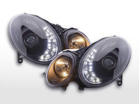 Scheinwerfer Set Daylight LED TFL-Optik passend für Mercedes E-Klasse W211 schwarz Scheinwerfer Set Daylight LED TFL-Optik passend für Mercedes E-Klasse W211 schwarz