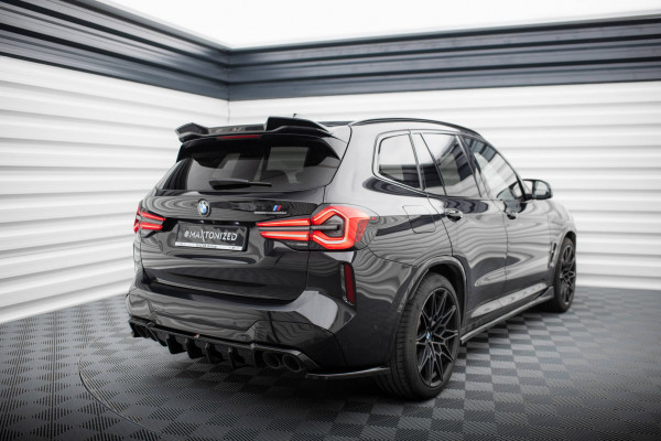 Heck Ansatz Flaps Diffusor V.2 Für BMW X3 M F97 Facelift Schwarz Hochglanz