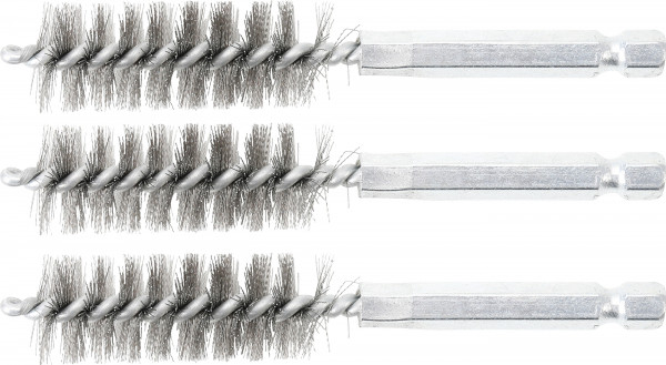 BGS Stahlbürsten-Set 16 mm mit 1/4 Zoll Außensechskant, 3-tlg.