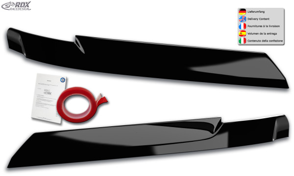 RDX Scheinwerferblenden passend für VW Crafter & MAN TGE ab 2017 Schwarz Glänzend