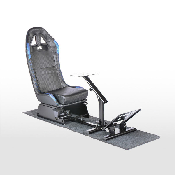 FK Gamesitz Spielsitz Rennsimulator eGaming Seats Suzuka schwarz/blau Carbonlook mit Teppich