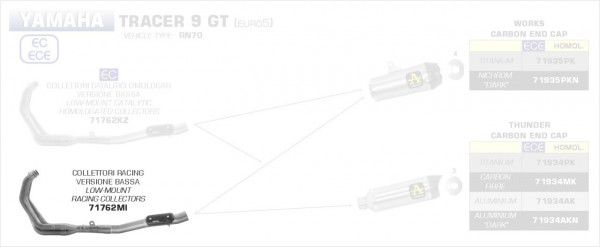 71762MI-Arrow Racing Krümmer Yamaha Tracer 9 GT ´21-