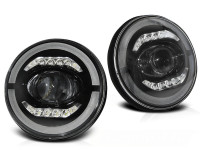 Angel Eye LED Scheinwerfer Schwarz passend für Jeep Wrangler TJ JK 96-18 Angel Eye LED Scheinwerfer Schwarz passend für Jeep Wrangler TJ JK 96-18