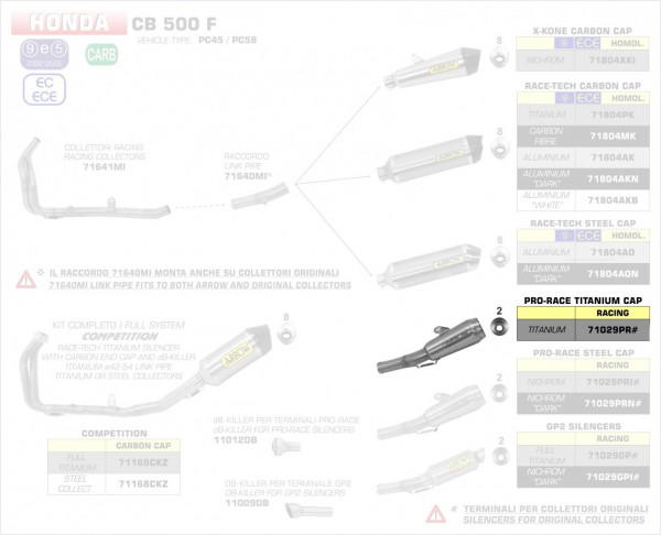 Arrow Pro-Race Titan Endschalldämpfer passend für Honda CBR 500 R 16-18