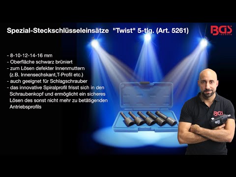 BGS Spiral-Profil-Steckschlüssel-Satz / Schraubenausdreher 5-tlg. (SW 8–16 mm, 1/2 Zoll Antrieb)