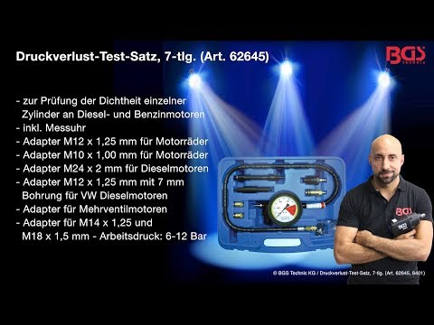BGS Druckverlust-Test-Satz 7-tlg. für Motor-Dichtheitsprüfung