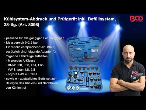 Kühlsystem-Abdrück-Satz 28-tlg. inkl. Befüllsystem – passend für zahlreiche Fahrzeugtypen