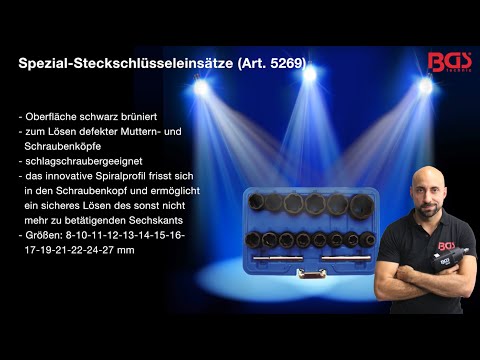 Spiral-Profil-Steckschlüssel-Satz / Schraubenausdreher 16-tlg. | Antrieb Innenvierkant 12,5 mm (1/2") | SW 8 - 27 mm